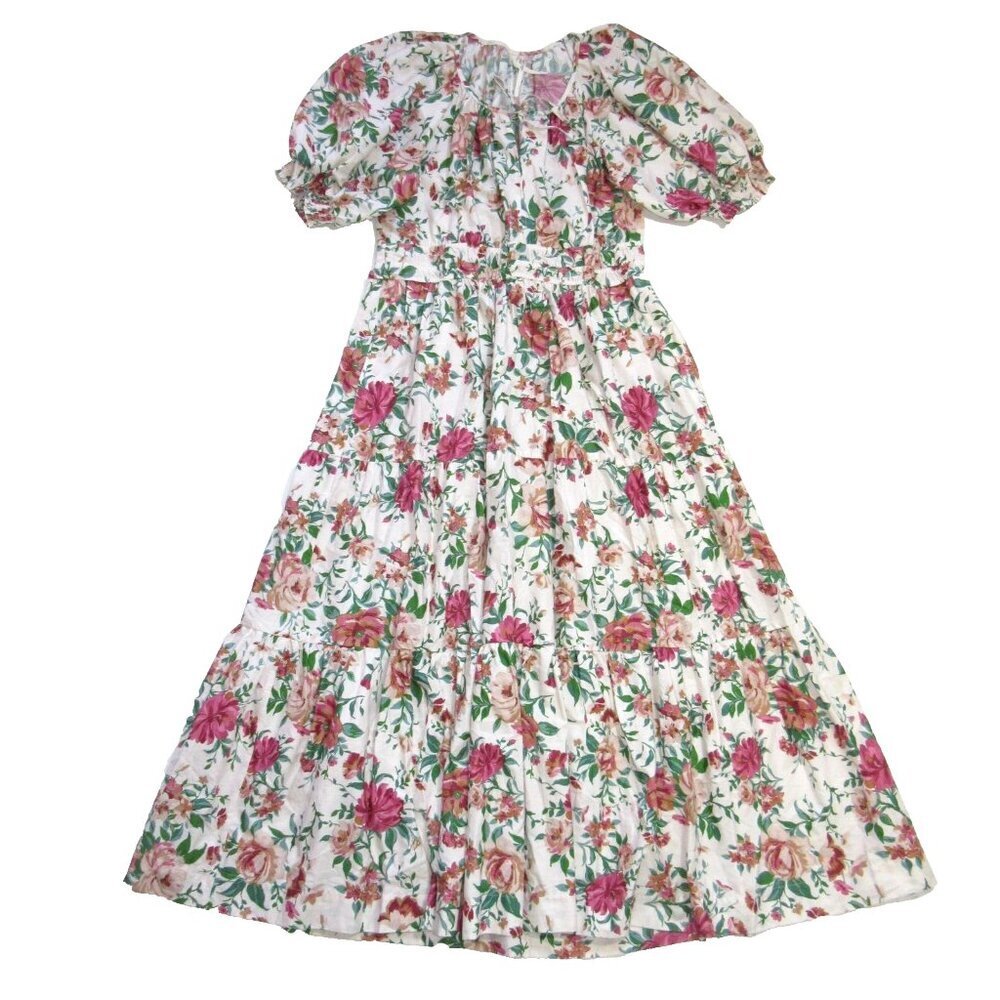 NWT by Anthropologie Somerset Maxi in Rose Floral Puff-Sleeve Edition Dress L - Picture 4 of 7